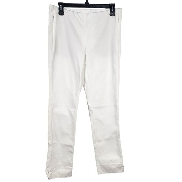 J. Jill Women Ankle Pants Size 6 White Essential Cotton Stretch Zip Pockets Slim - Picture 1 of 9